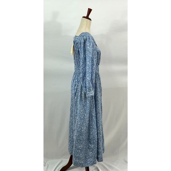 DOEN Sz S Small Blue Garden Bloom Floral Minta Dress Organic Cotton Viscose NWT - Picture 8 of 11